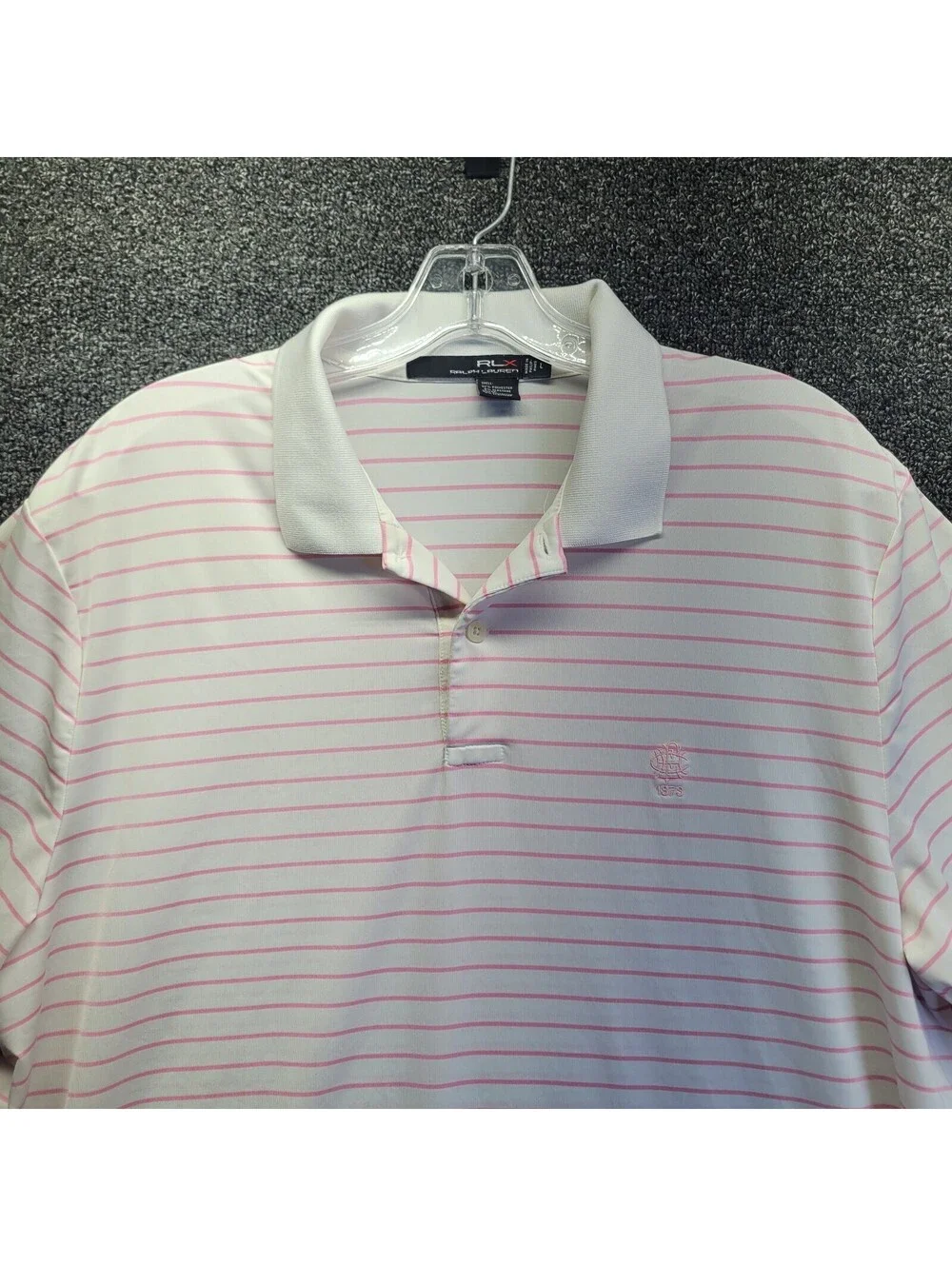 Polo Ralph Lauren RLX Golf Shirt Men's Sz L Pink Striped Performance Poly